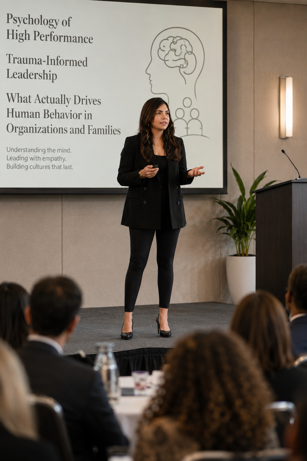 Dr. Rehana Meghani speaking at a conference